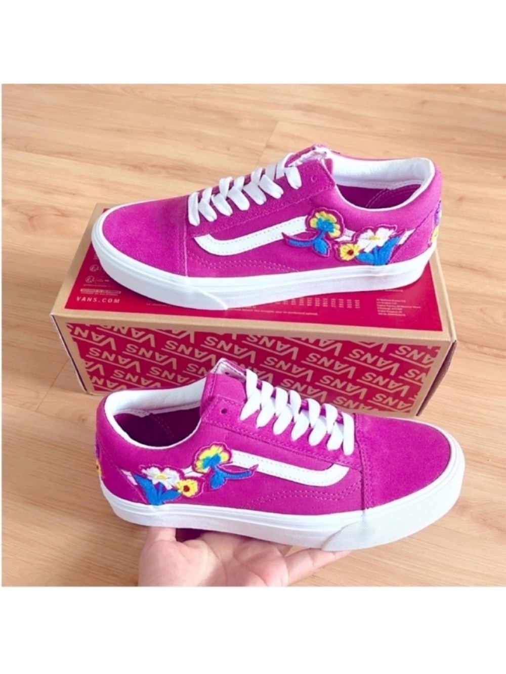 VANS Old Skool Shoe Suede Floral Fuchsia Women's Size 8.5 US VNOA4BV5TPK
